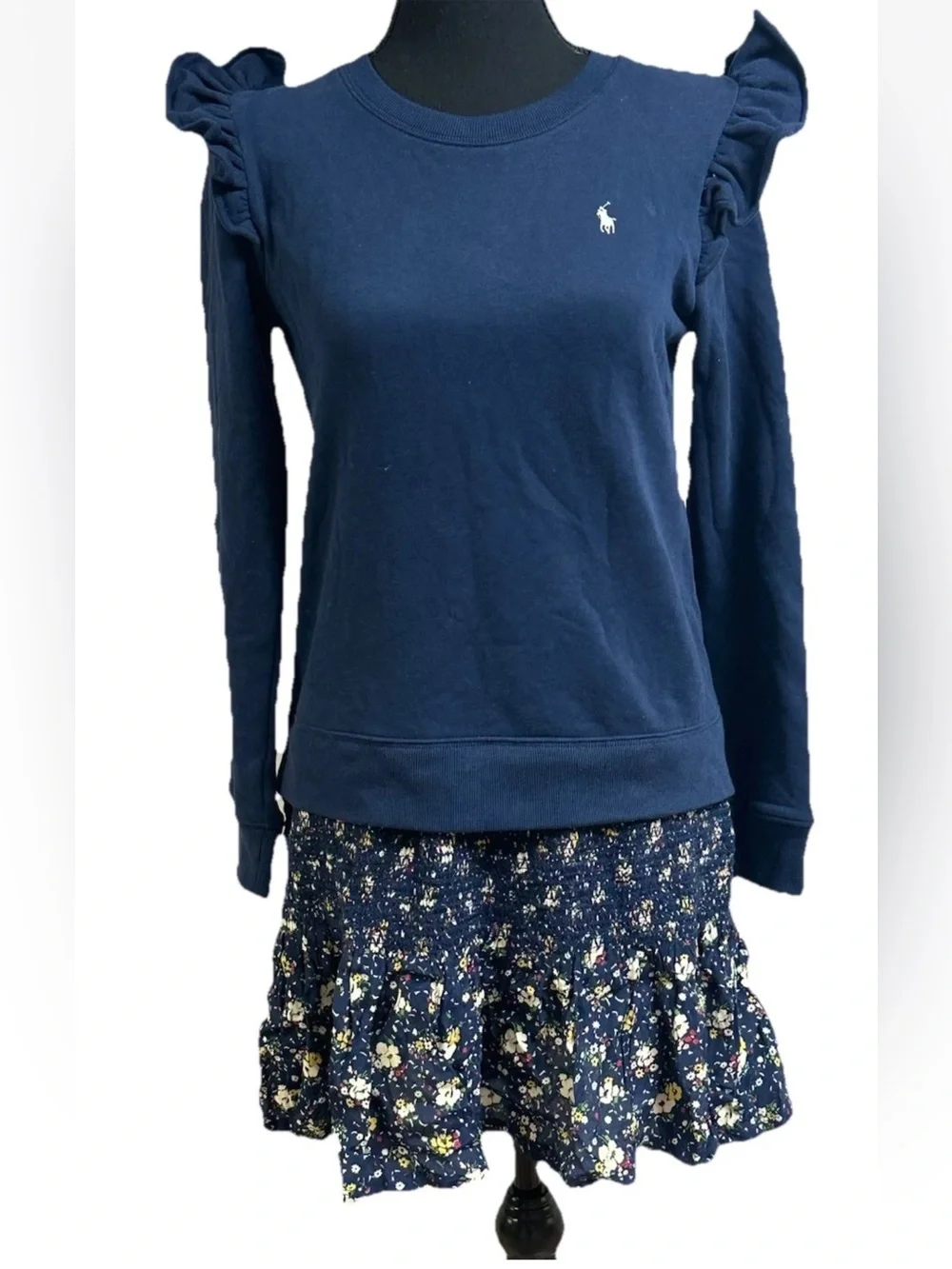 POLO RALPH LAUREN Big Girl Floral Fleece Sweatshirt Dress Newbury Floral 16/XL